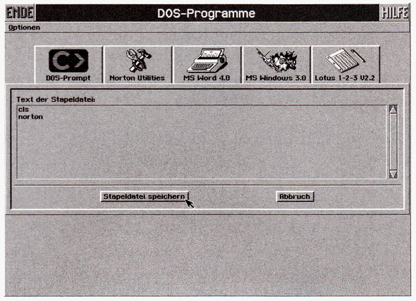Stapeldatei anlegen im Bereich 'DOS-Programme'