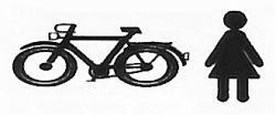 Beispielgrafik: Fahrrad und Piktogram (weiblich)