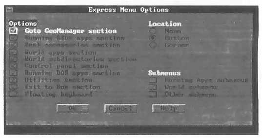 Express Menü Options