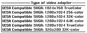 Type of Video Adapter