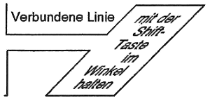 Verbundene Linien mit der Shift-Taste im Winkel halten